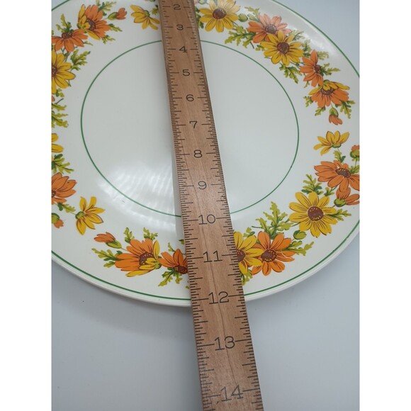 Taylor Smith And Taylor Springdale Daisy Platter Round Yellow Orange MCM 12.25" - Picture 5 of 5